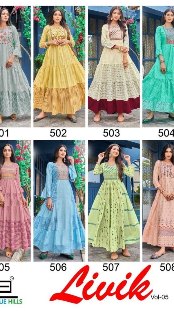 Blue Hills Livik 5 Heavy Cotton Anarkali Long Kurti Wholesale