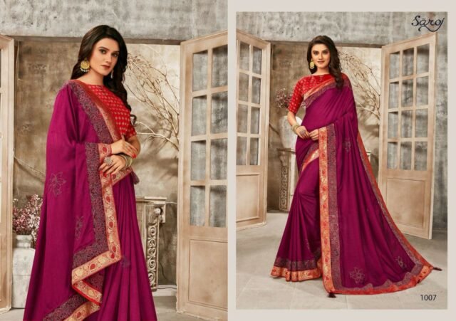 LAILA Soft Vichitra Swaroski Sarees