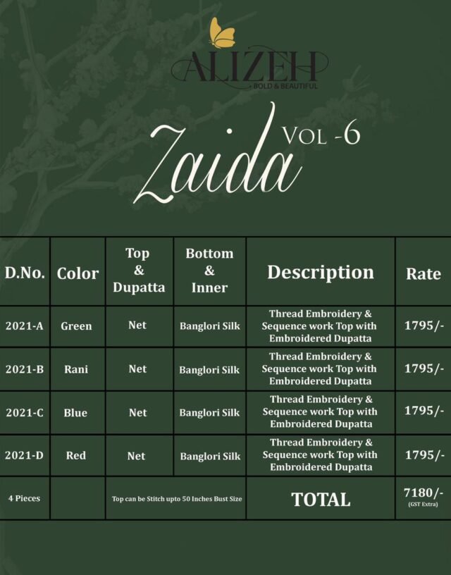 ALIZEH ZAIDA VOL-6 Dress Material Wholesale With Price