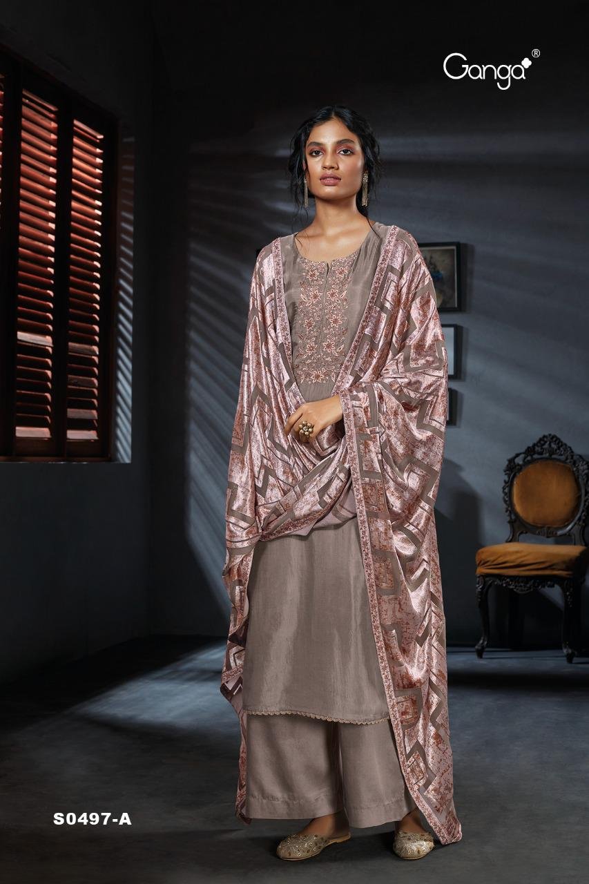 GANGA BRANDED GLACE COTTON DRESS MATERIAL Suits