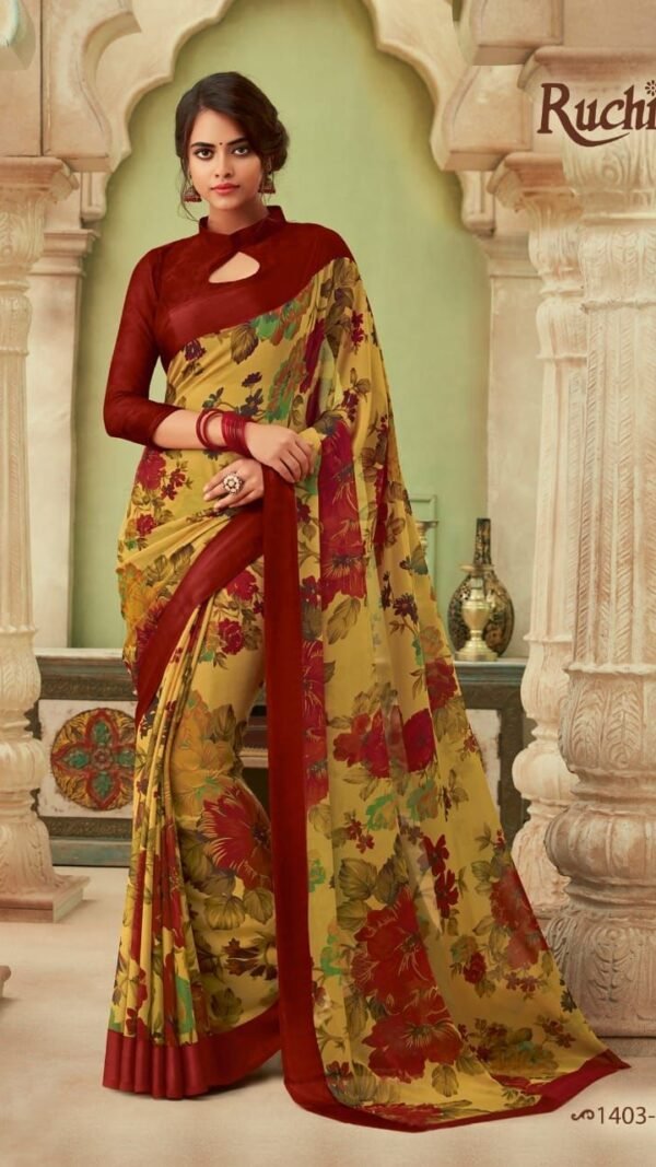 Chiffon Saree with Satin Weave Border 04