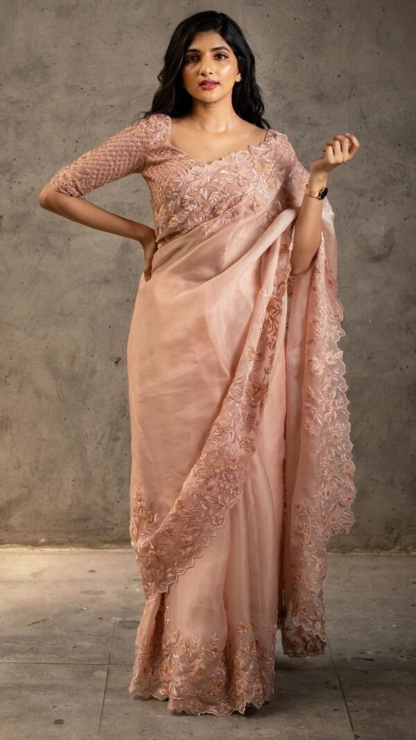 Designer Saree with BlouseBanglori Embroidery Sequence