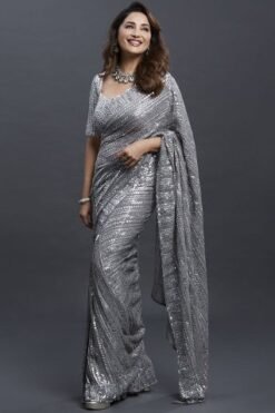 Embroidery Sequence Work Saree 03