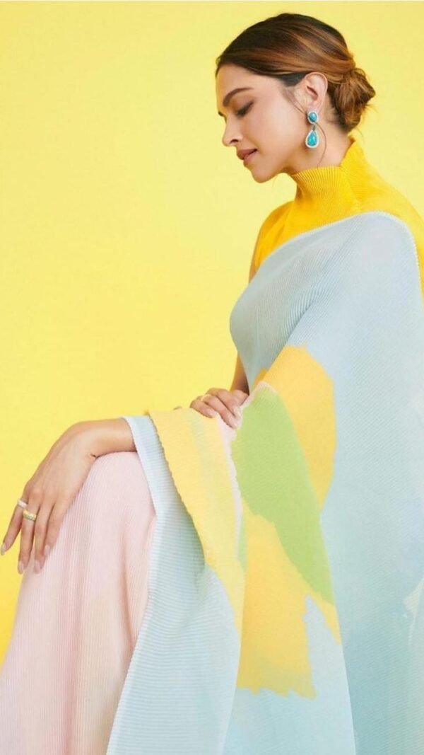 Fox Georgette Sarees with Digital Print and Full Crushed Saree