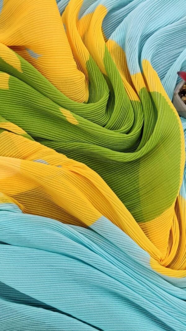 Fox Georgette Sarees with Digital Print and Full Crushed Saree