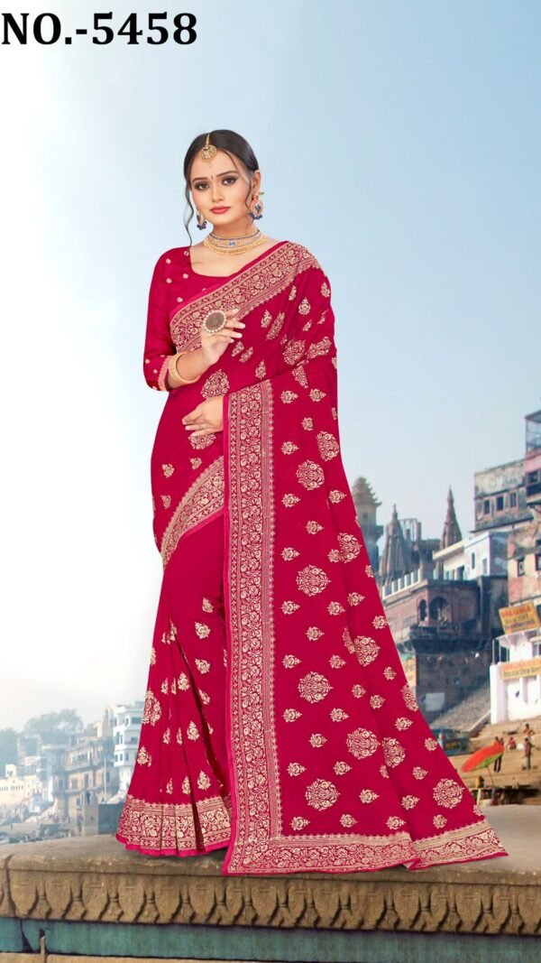 Heavy Jari Emb Work Saree with Heavy Stone Work 01
