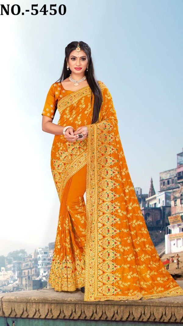 Heavy Jari Emb Work Saree with Heavy Stone Work 11