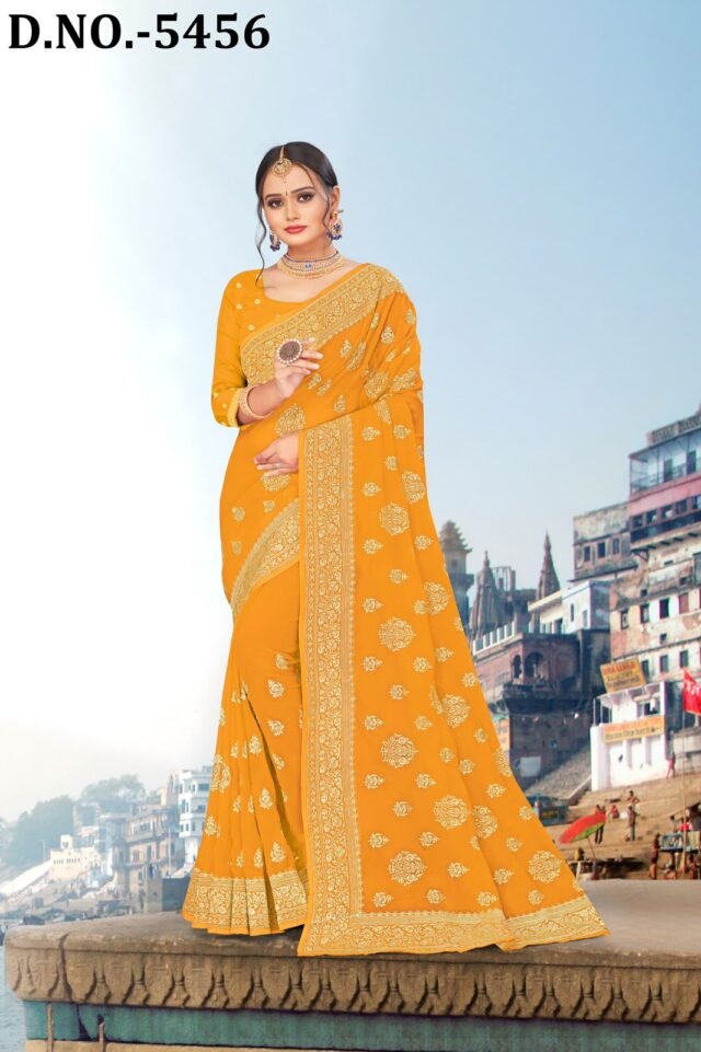 Heavy Jari Emb Work Saree with Heavy Stone Work 17