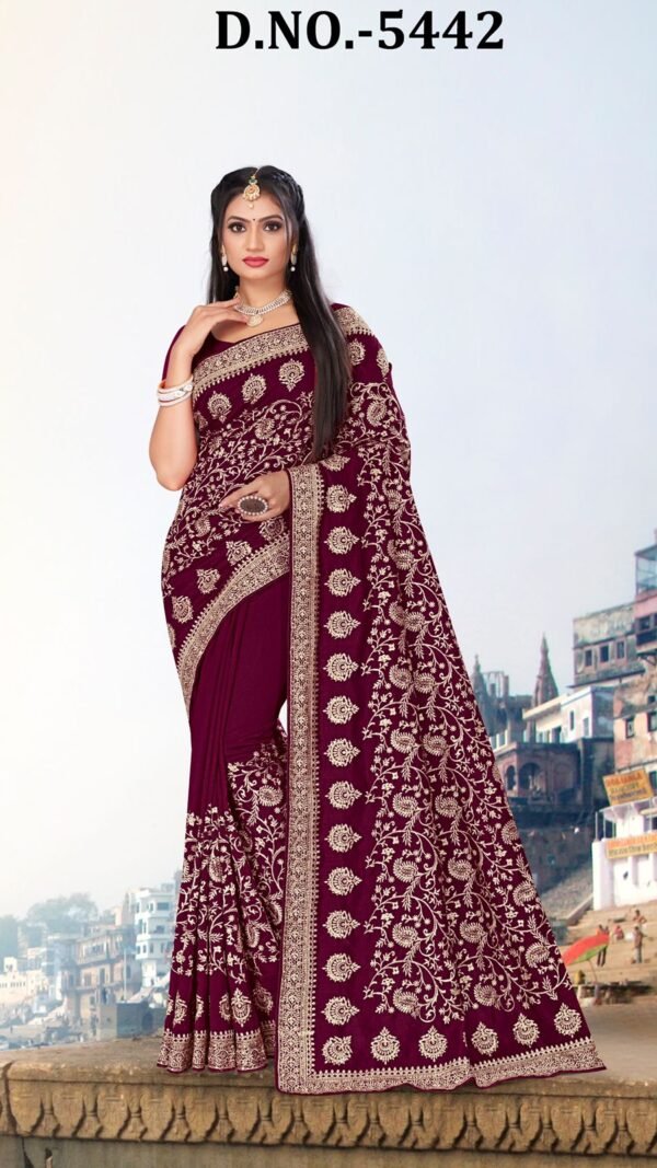 Heavy Jari Emb Work Saree with Heavy Stone Work 03