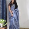 Heavy Linen Sarees with Digital Print Work 02