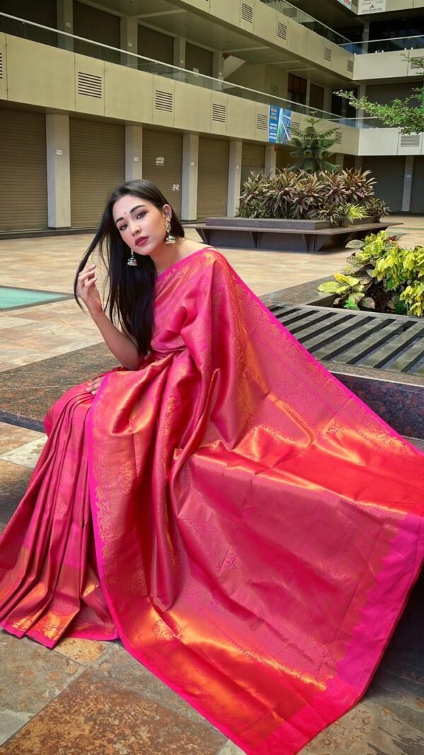 Kanjivaram Silk With Pure Golden Zari Along With Zari Woven Pattern Across Full Saree 04