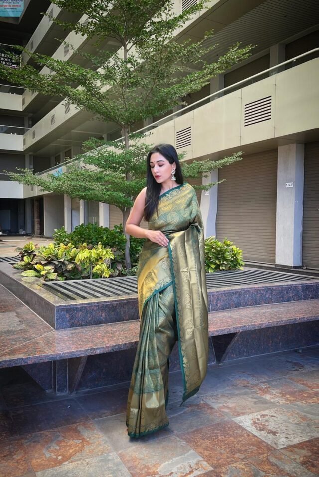 Kanjivaram Silk With Pure Golden Zari Along With Zari Woven Pattern Across Full Saree 06