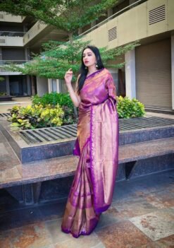 Kanjivaram Silk With Pure Golden Zari Along With Zari Woven Pattern Across Full Saree 01