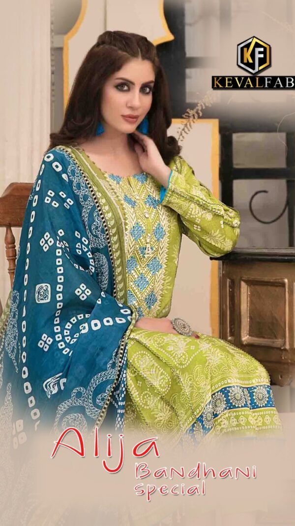 Keval Fab Alija Bandhani Special Dress Material In Surat