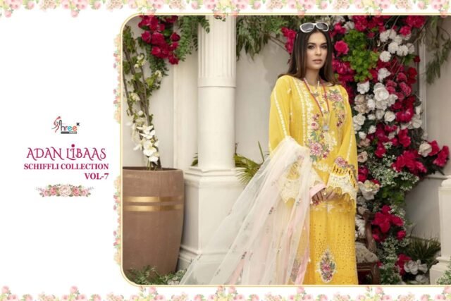 Online Pakistani Dresses Adan Libaas Schiffli Collection Vol-07