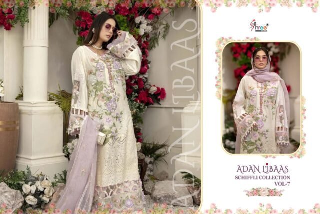 Online Pakistani Dresses Adan Libaas Schiffli Collection Vol-07