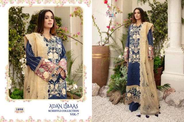 Online Pakistani Dresses Adan Libaas Schiffli Collection Vol-07