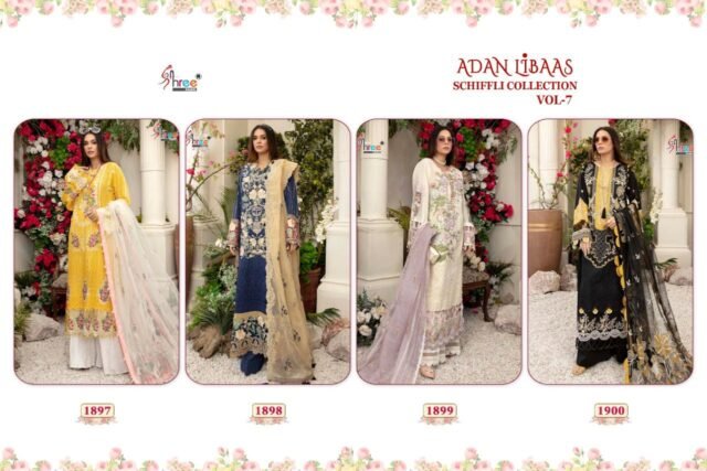 Online Pakistani Dresses Adan Libaas Schiffli Collection Vol-07