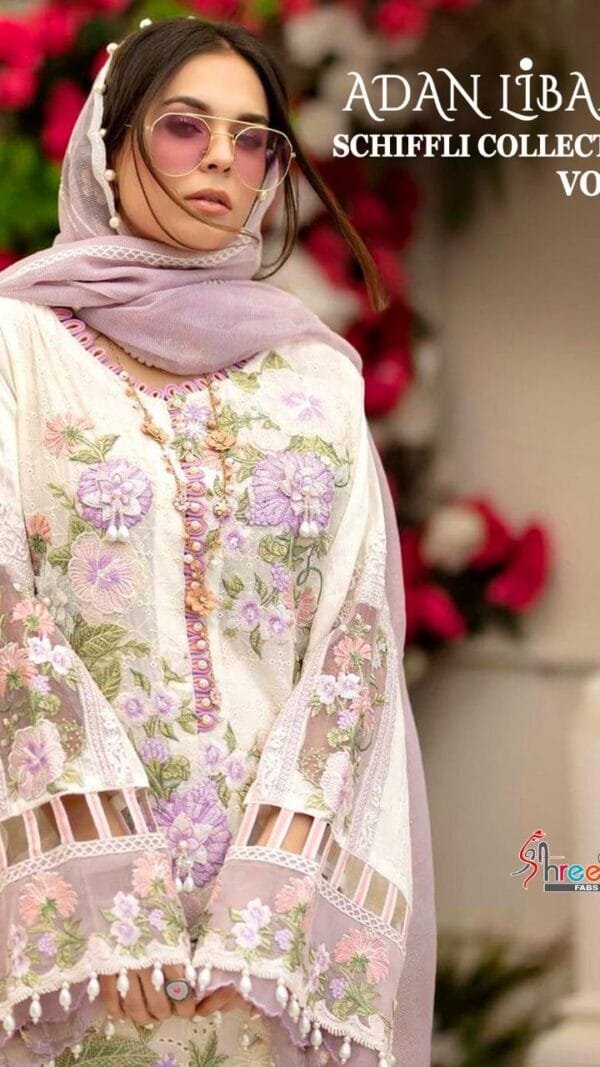 Online Pakistani Dresses Adan Libaas Schiffli Collection Vol-07