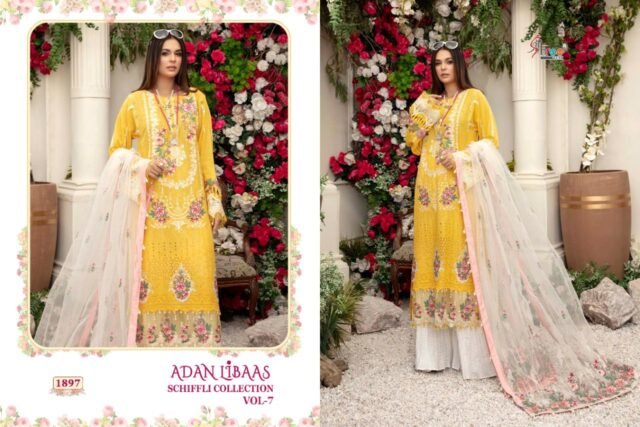 Online Pakistani Dresses Adan Libaas Schiffli Collection Vol-07