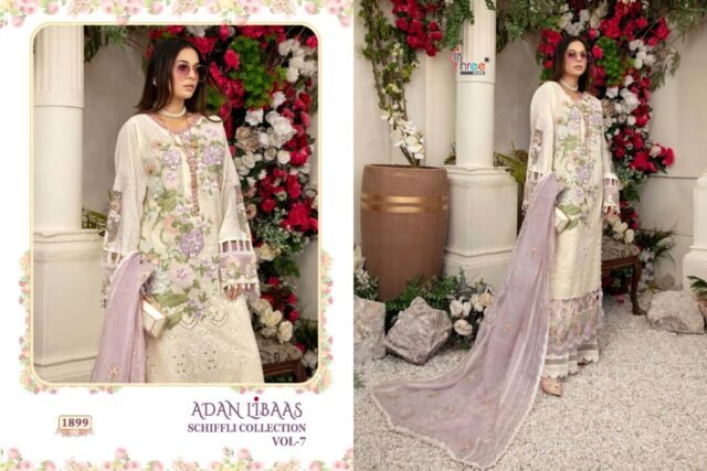 Online Pakistani Dresses Adan Libaas Schiffli Collection Vol-07