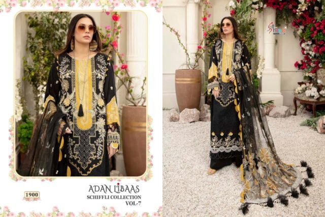 Online Pakistani Dresses Adan Libaas Schiffli Collection Vol-07