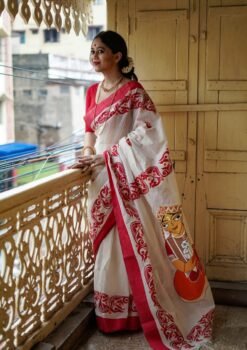 Online Saree Shopping for Linen Red Digital Print Saree