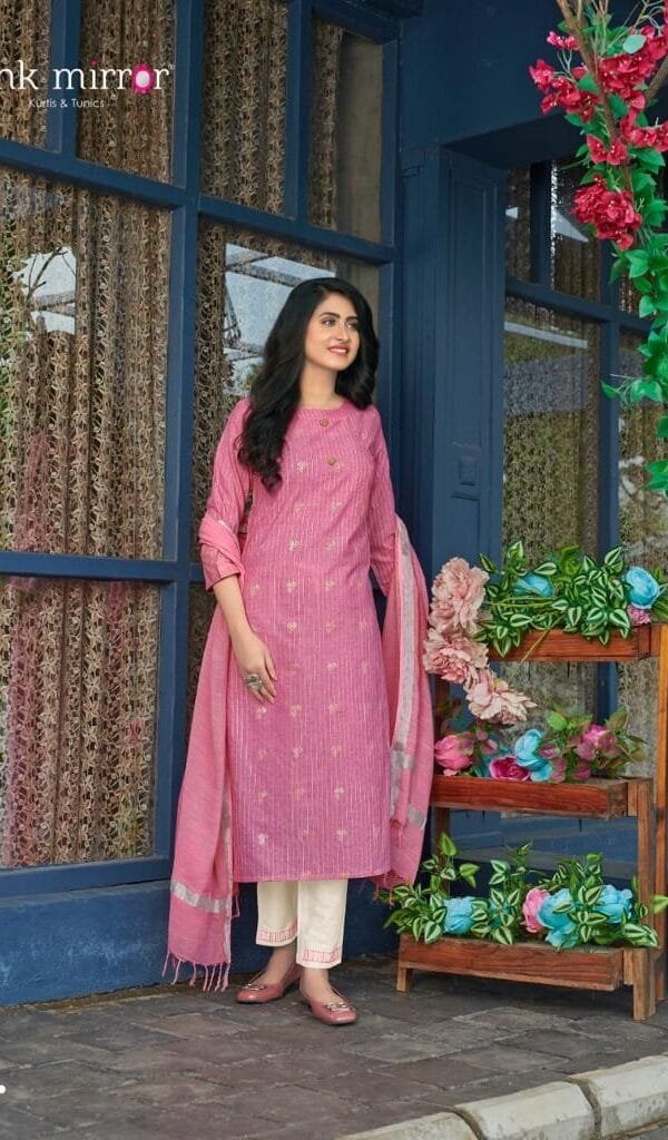 Pink Mirror Mint Ladies Readymade Suit
