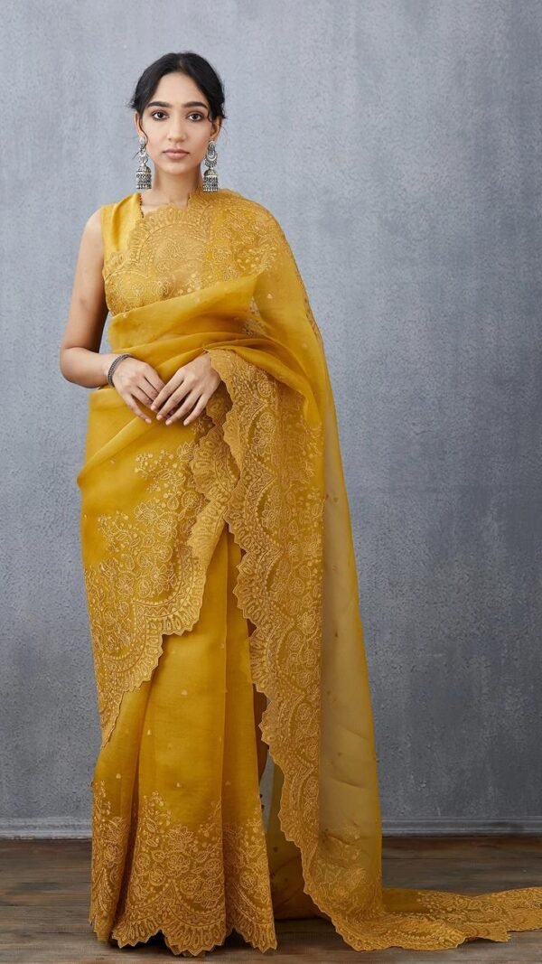 Pure Organza Silk Full Heavy Machine And Hand Embroidery Work 03