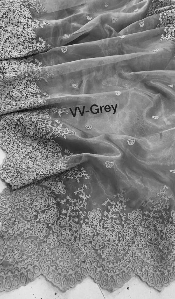 Pure Organza Silk Full Heavy Machine And Hand Embroidery Work 02