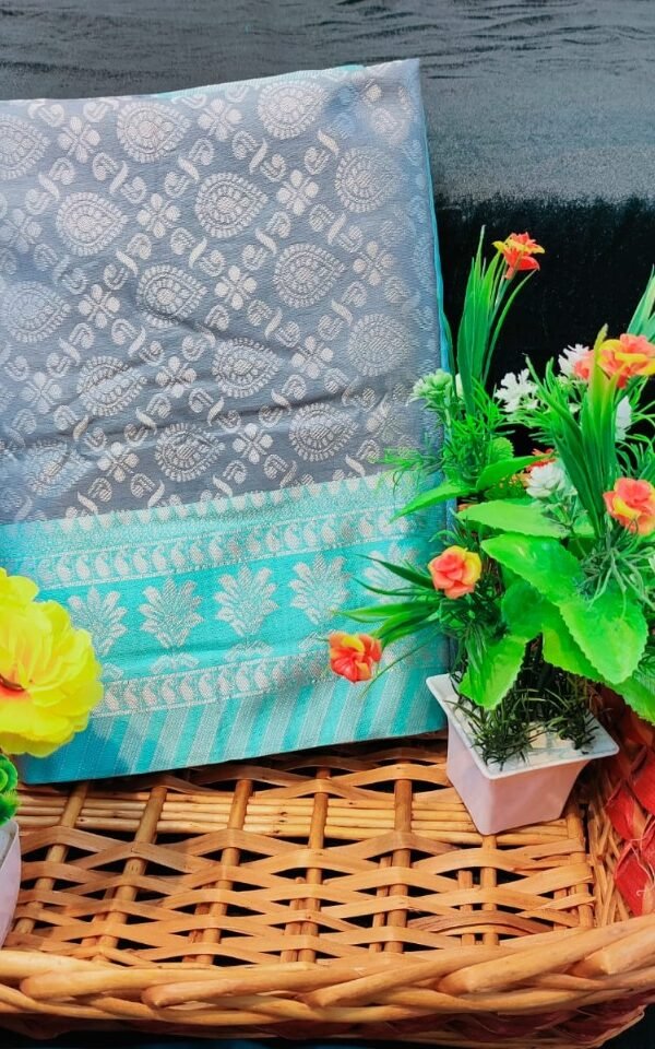 Soft Lichi Silk Saree Online with Unstitched Blouse 2