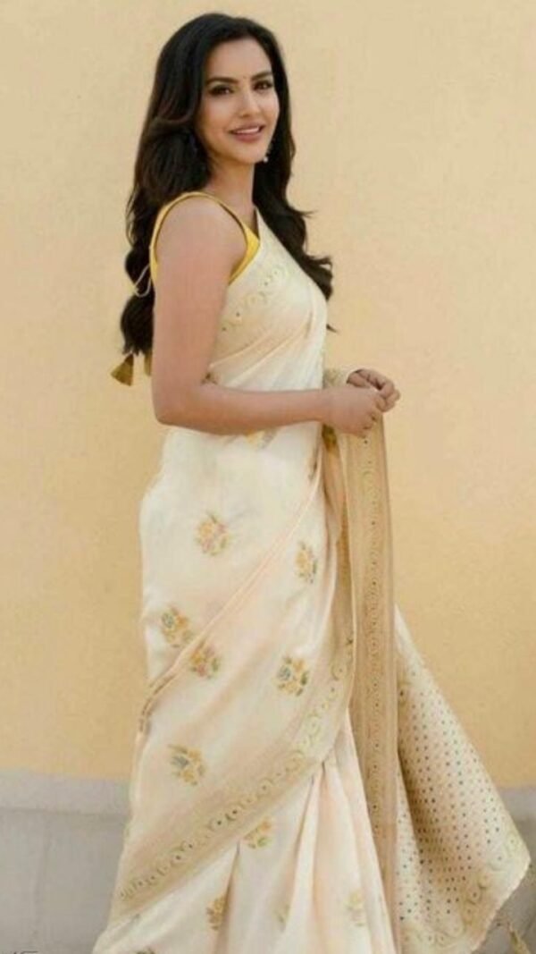 Soft Lichi Silk Saree with Jacquard Work on All Over