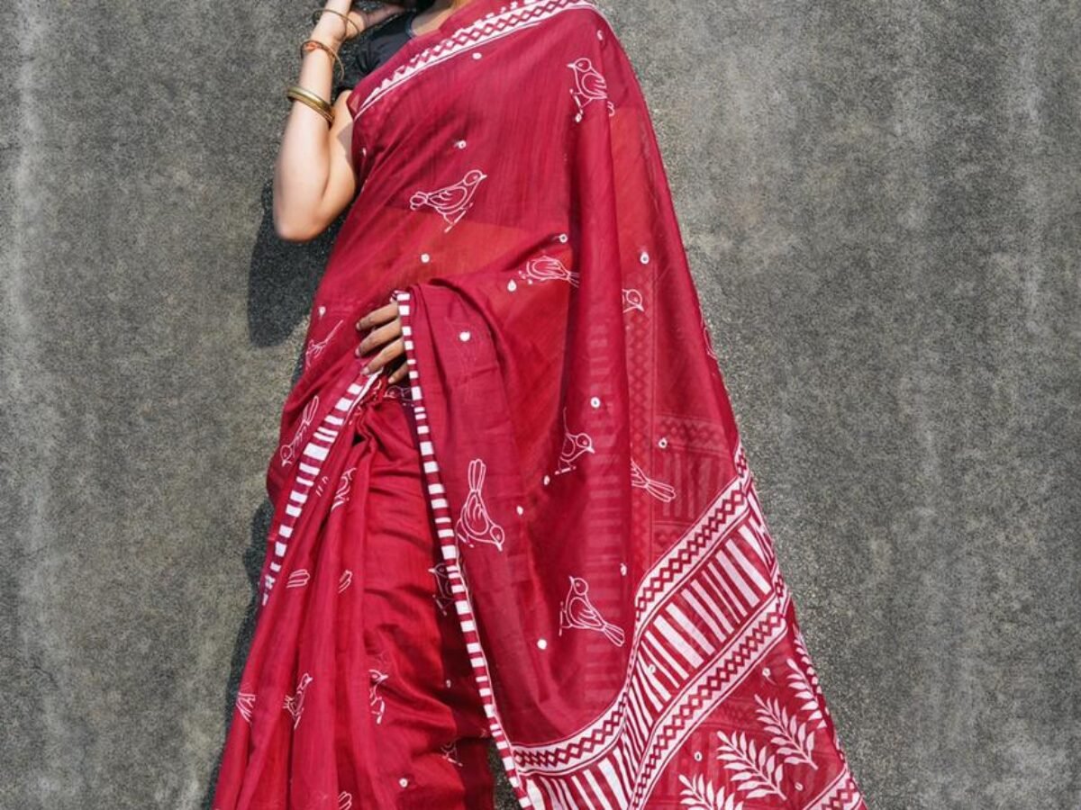 Casual Wear Linen Saree, 5.2 m (separate blouse piece), Packaging Type:  Packet at Rs 1400 in Bhagalpur