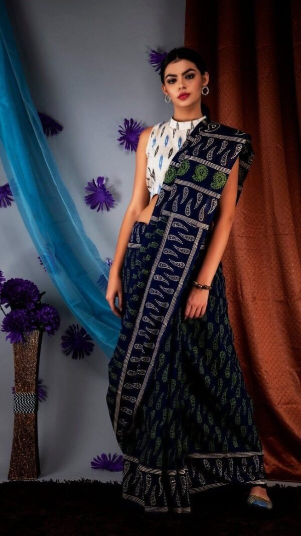 Soft Linen Saree with Designer Blouse 09