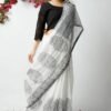 Soft Linen Saree with Digital Print Jari Border 01