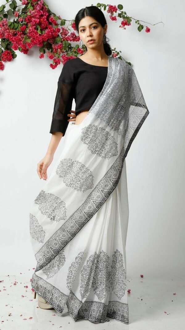 Soft Linen Saree with Digital Print Jari Border 01