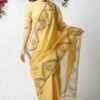 Soft Linen Saree with Digital Print Jari Border 04 Fabric - Soft Linen Saree With Digital Print Jari Border Blouse - Running Soft Linen Blouse Price Only : 1050/- Free Shipping All Over India