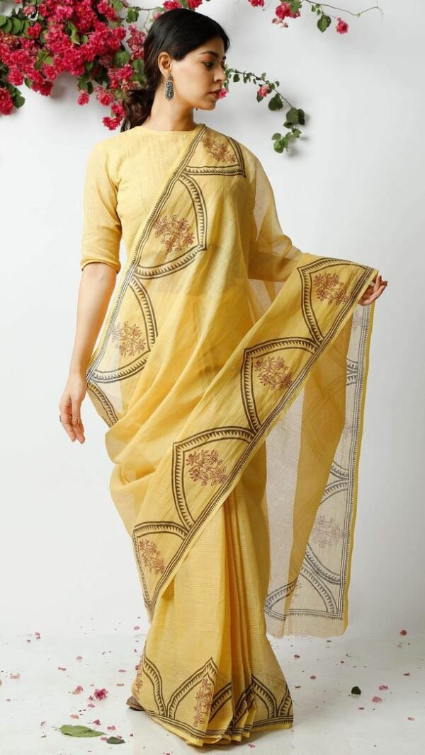Soft Linen Saree with Digital Print Jari Border 04 Fabric - Soft Linen Saree With Digital Print Jari Border Blouse - Running Soft Linen Blouse Price Only : 1050/- Free Shipping All Over India
