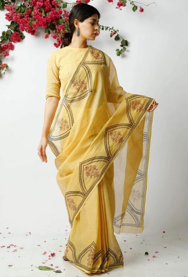 Soft Linen Saree with Digital Print Jari Border 04 Fabric - Soft Linen Saree With Digital Print Jari Border Blouse - Running Soft Linen Blouse Price Only : 1050/- Free Shipping All Over India