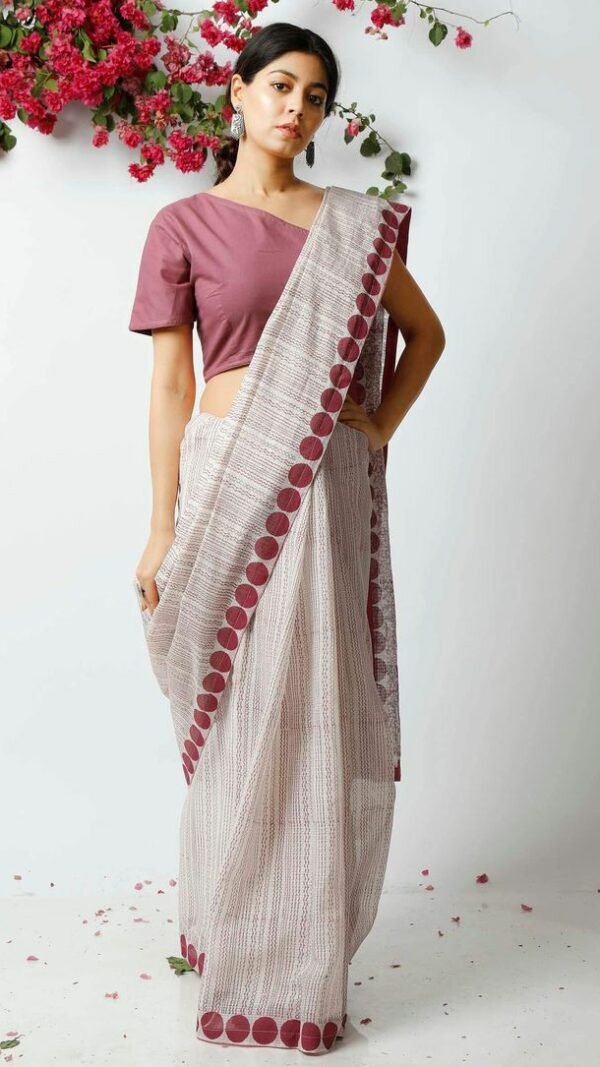 Soft Linen Saree with Digital Print Jari Border 05