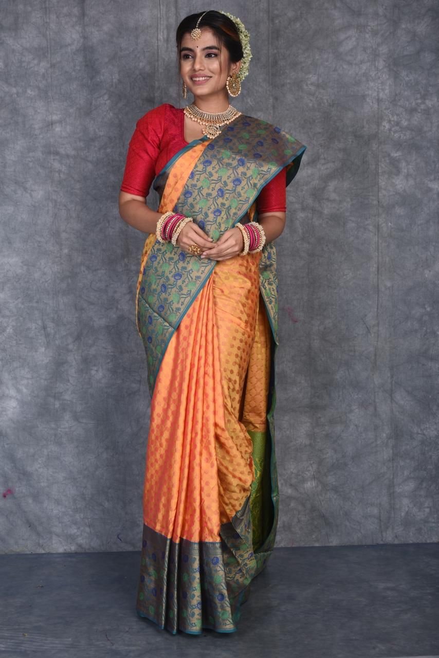 PINK AND GREEN TRADITIONAL GADWAL PURE SOFT SILK SAREES ONLINE –  pochampallysarees.com