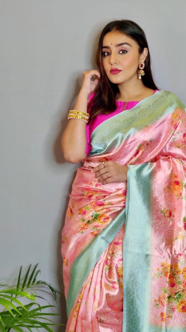 Soft Spanish Digital Print On Heavy Zari Weaving Silk with Heavy Rich Pallu 02