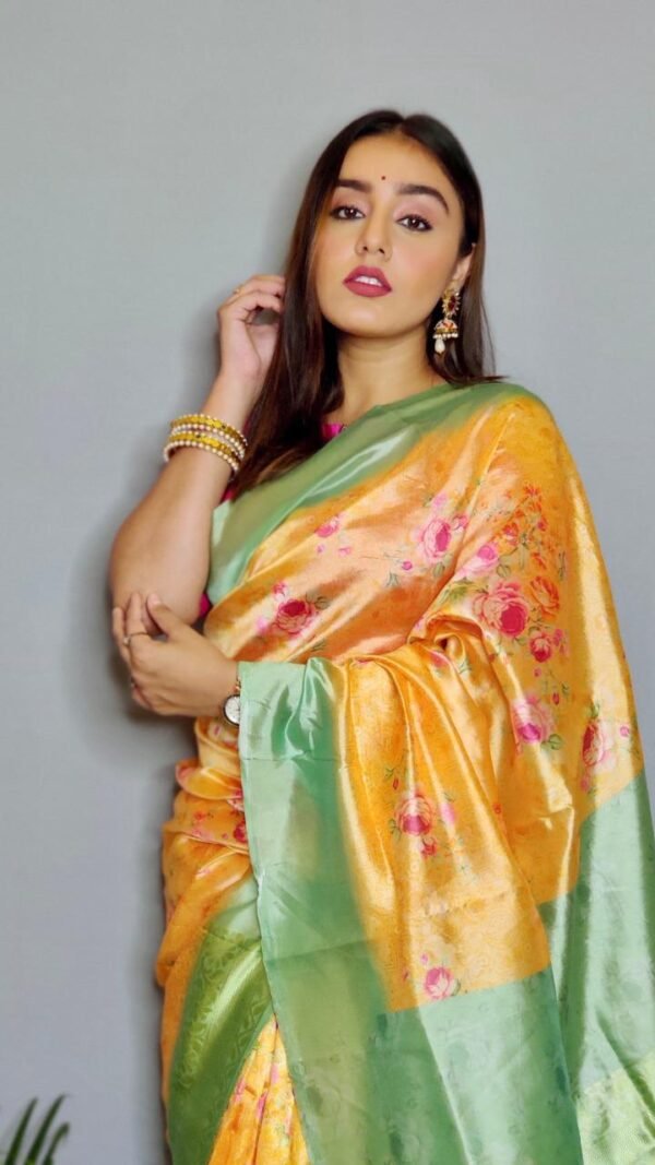Soft Spanish Digital Print On Heavy Zari Weaving Silk with Heavy Rich Pallu 04