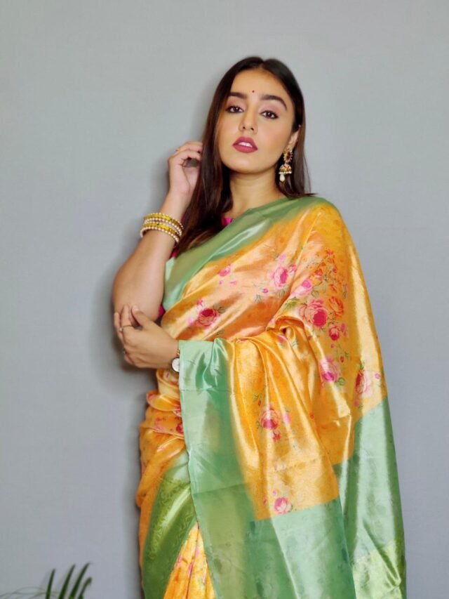 Soft Spanish Digital Print On Heavy Zari Weaving Silk with Heavy Rich Pallu 04