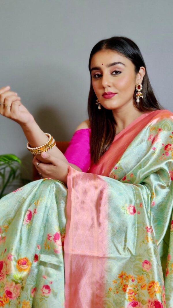 Soft Spanish Digital Print On Heavy Zari Weaving Silk with Heavy Rich Pallu 02