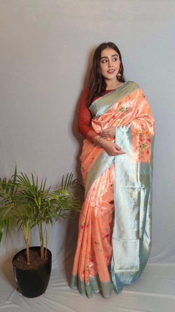 Soft Spanish Digital Print On Heavy Zari Weaving Silk with Heavy Rich Pallu 03