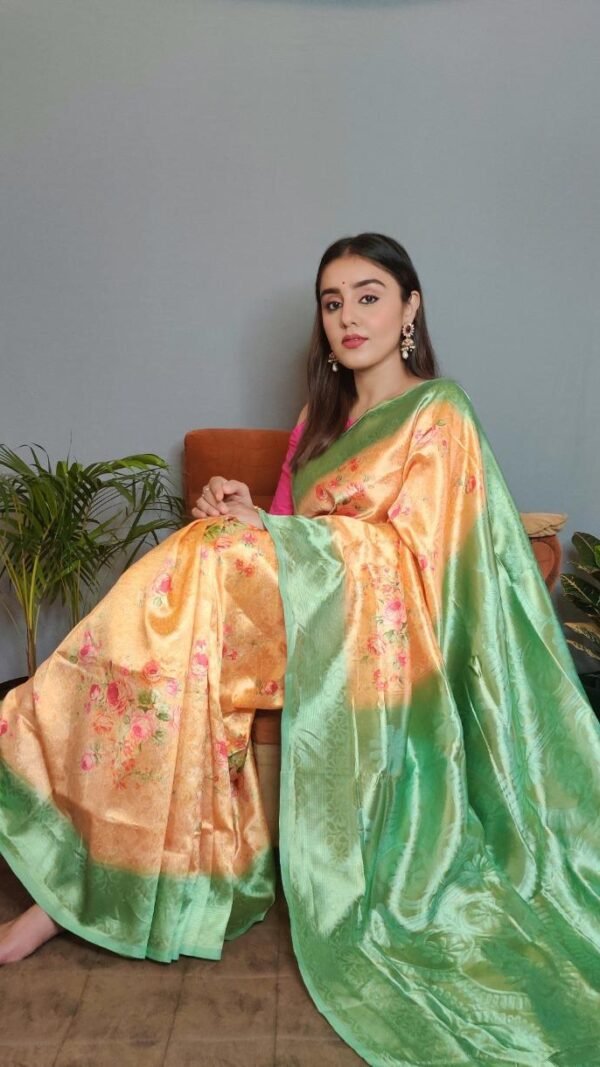 Soft Spanish Digital Print On Heavy Zari Weaving Silk with Heavy Rich Pallu 04