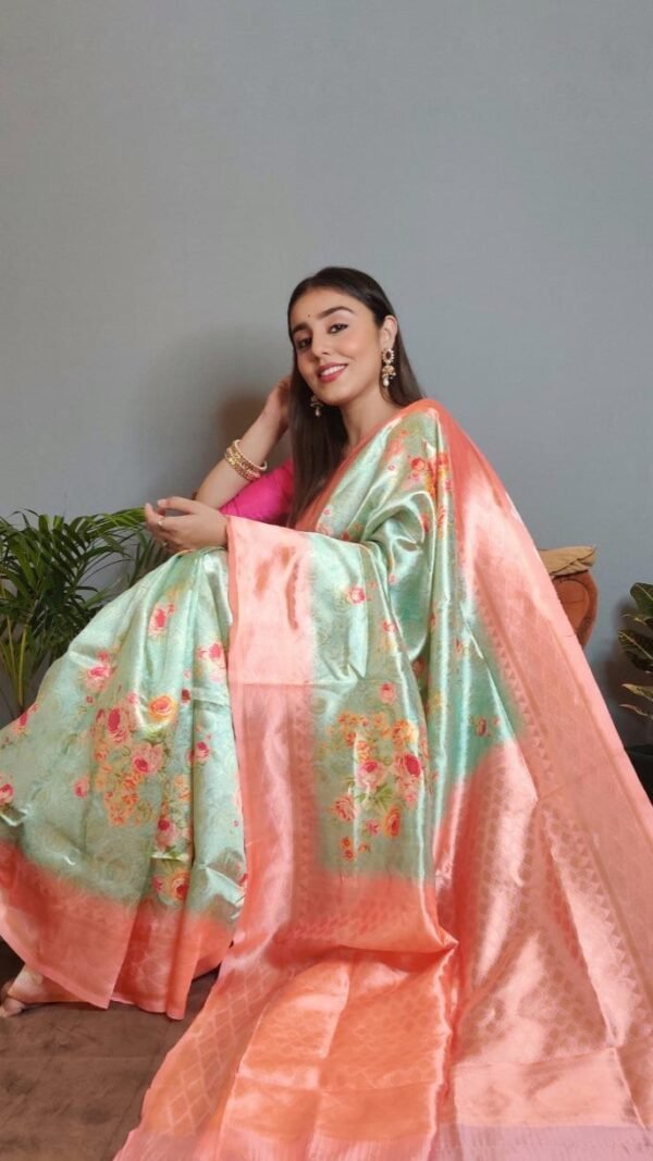 Soft Spanish Digital Print On Heavy Zari Weaving Silk with Heavy Rich Pallu 02