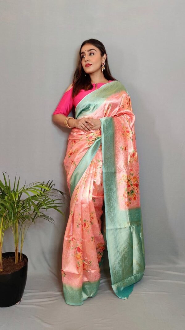 Soft Spanish Digital Print On Heavy Zari Weaving Silk with Heavy Rich Pallu 02