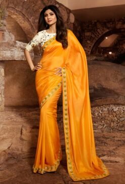 Vichitra Silk Designer Saree with Border Work